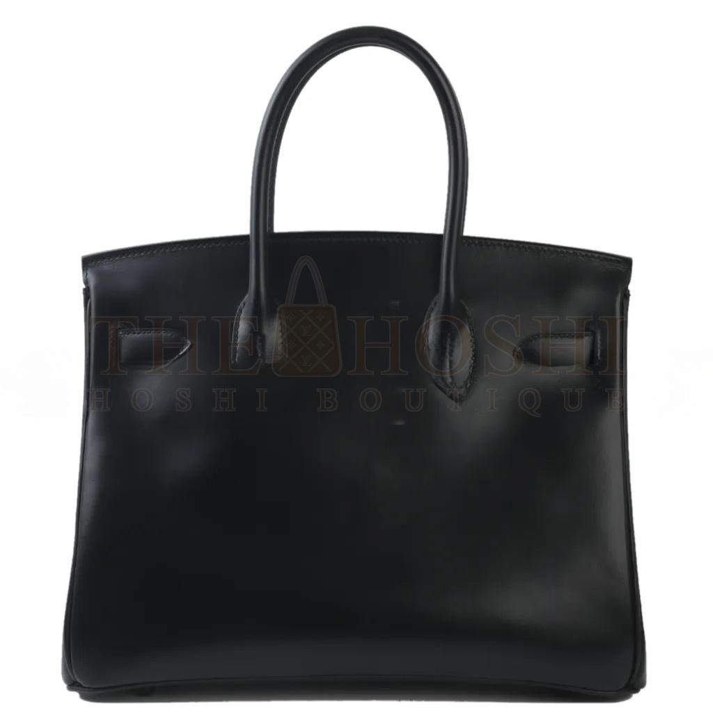 H**me5 BIRKIN 30 BOX LEATHER BLACK BLACK BUCKLE BAG H079201CA89 (30*23*15cm) Master Quality